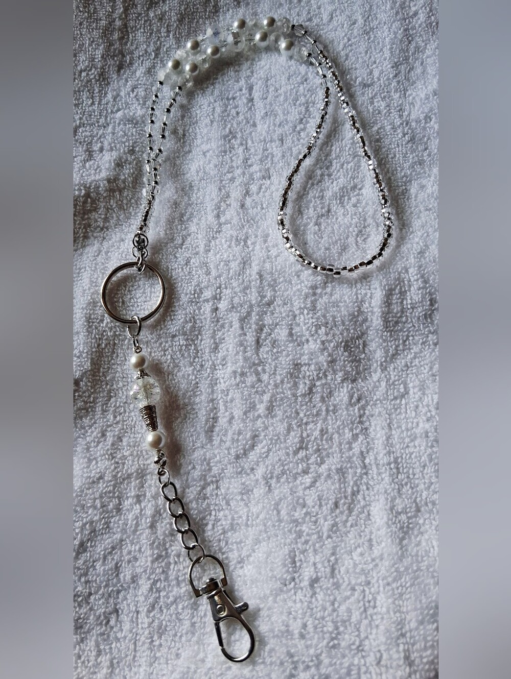 Silver-Tone Pearl Accent Lanyard Necklace